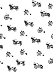 seamless black pattern created with old-fashioned bicycles. vintage style.