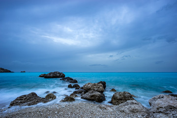 Agios Nikitas beach in Lefkas island