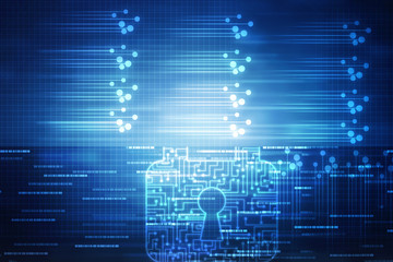 2d illustration Safety concept: Closed Padlock on digital background
