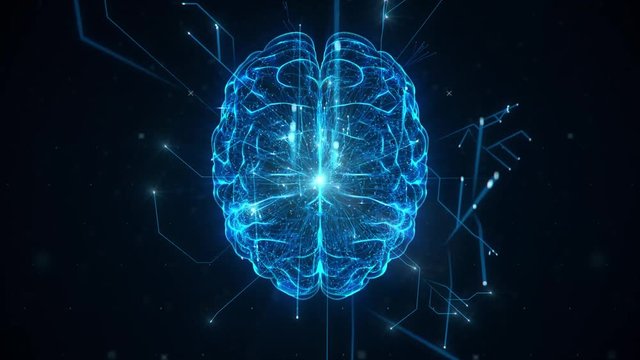 AI Artificial intelligence digital brain, big data deep learning computer machine IoT Internet of Things. Futuristic quantum computing abstract background. 3D illustration