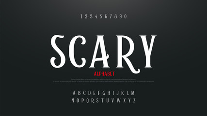 Scary movie alphabet font. Typography horror designs concept. vector illustration