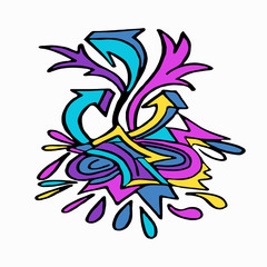 Graffiti psychedelic object on a white background