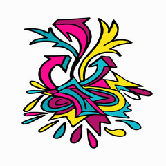 psychedelic graffiti isolated object on a white background