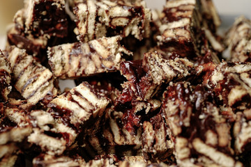 A local homemade Chocolate Kek batik chunks (Batik Cake) from Malaysia