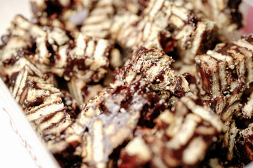 A local homemade Chocolate Kek batik chunks (Batik Cake) from Malaysia