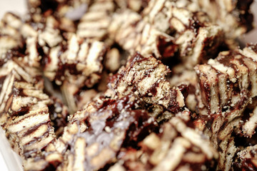 A local homemade Chocolate Kek batik chunks (Batik Cake) from Malaysia