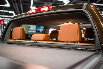 Open rear window of comfortable truck