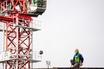 Construction worker with safety attire	