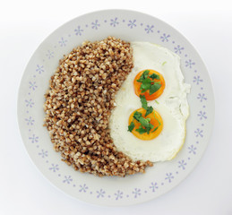 buckwheat porridge with sunny side up eggs