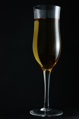 glass of wine and bottle isolated on white background