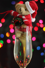 Glass of Champagne with Teddy Bear