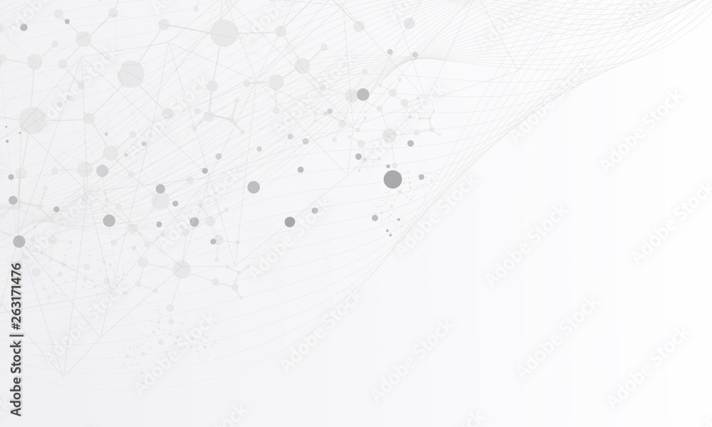 Poster abstract futuristic connecting dots and line on white color background.vector technology design.