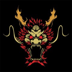 head dragon hand drawing vector