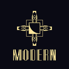 Beautiful emblem, badge for template logo in modern art deco style