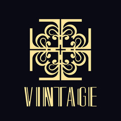 Vintage ornamental retro modern art deco logo template for design