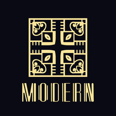 Vintage ornamental retro modern art deco logo template for design
