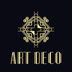 Vintage ornamental retro modern art deco logo template for design