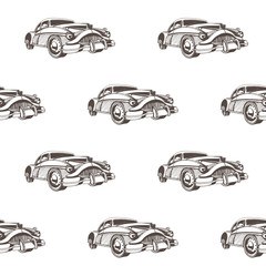 Hand getrokken doodle cartoon auto& 39 s naadloze patroon. Behang voor babyjongen. Vervoer schets.