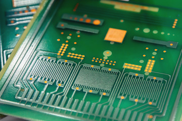 close-up shot of circuit board for electronic components