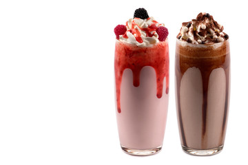Glasses of various milkshakes
