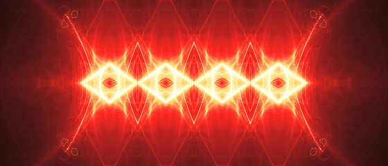 red circular wave glow. kaleidoscope lighting effect.