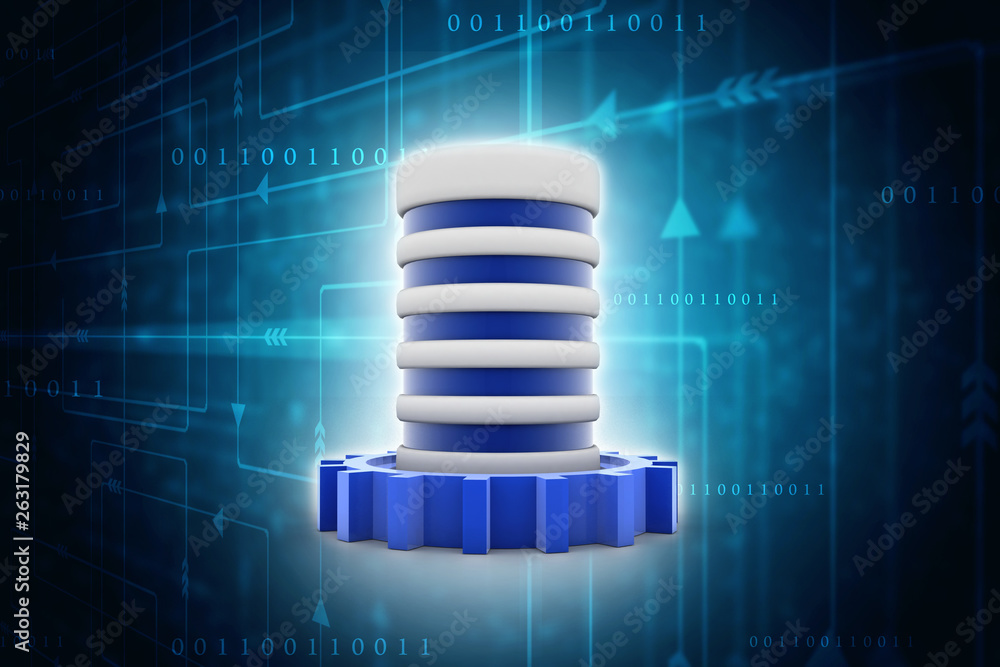 Poster 3d rendering database storage network concept