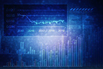 2d rendering Stock market online business concept. business Graph 