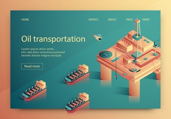Lettering Oil Transportation Vector Illustration.