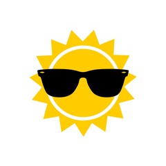Sunglasses and sun icon, sign or logo