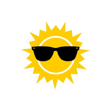 Sunglasses and sun icon, sign or logo