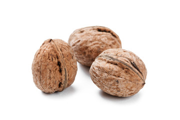 Walnuts isolated on white background.