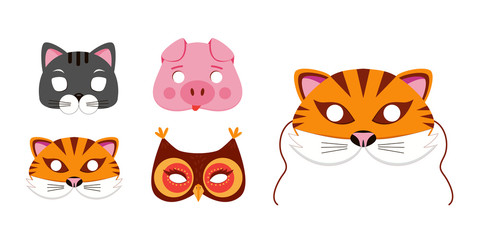 Mask of animals for kids birthday or costume party vector illustrations © kora_ra_123