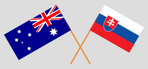 Australia and Slovakia. The Australian and Slovakian flags. Official colors. Correct proportion....