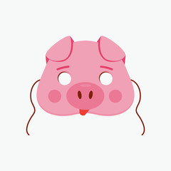 Mask of pig animal for kids birthday or costume party vector illustrations