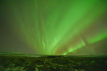 Northern light aurora borealis in clear sky night in iceland.natural landscape of light phenomenon in iceland.