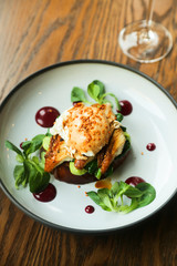 Poached egg on toast with eel