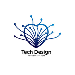 abstract heart logo designs, tech logo designs concept