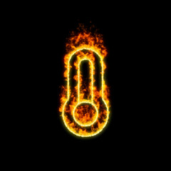 The symbol thermometer empty burns in red fire