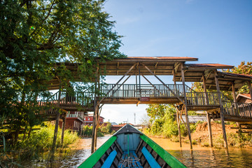 Strolling by boat in Inle Lake, Myanmar.