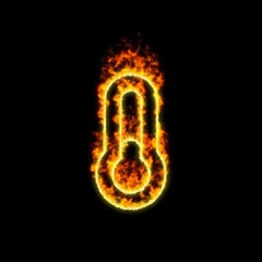 The symbol thermometer quarter burns in red fire