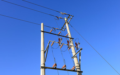 High piezoelectric tower in the background of blue sky