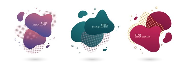 Set of abstract modern graphic elements. Dynamical colored  forms and line. Gradient abstract banners with flowing liquid shapes. Template for the design of a logo, flyer or presentation. Vector