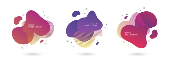 Set of abstract modern graphic elements. Dynamical colored  forms and line. Gradient abstract banners with flowing liquid shapes. Template for the design of a logo, flyer or presentation. Vector