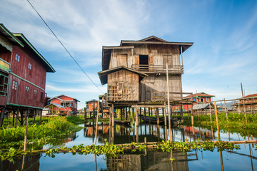 Strolling by boat in Inle Lake, Myanmar.