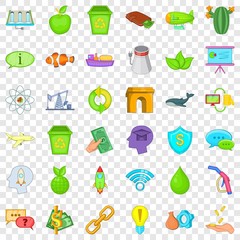 Eco battery icons set. Cartoon style of 36 eco battery vector icons for web for any design