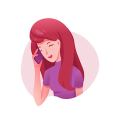 Girl talking on phone flat illustrations
