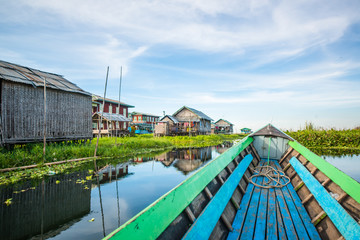 Strolling by boat in Inle Lake, Myanmar.