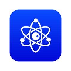 Atomic model icon digital blue for any design isolated on white vector illustration