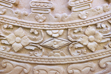 Close-up stone carving in the temple of Thailand.Traditional Thai style carving.