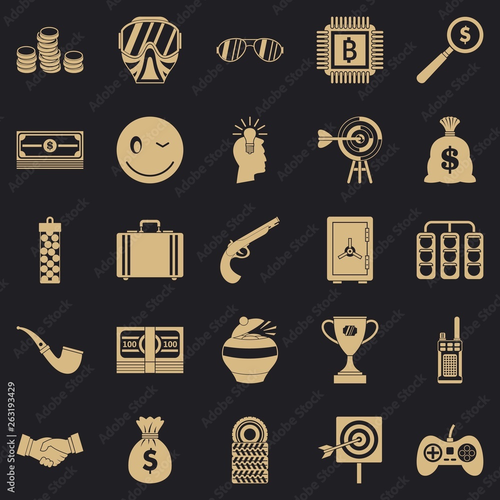 Poster gambling icons set. simple set of 25 gambling vector icons for web for any design